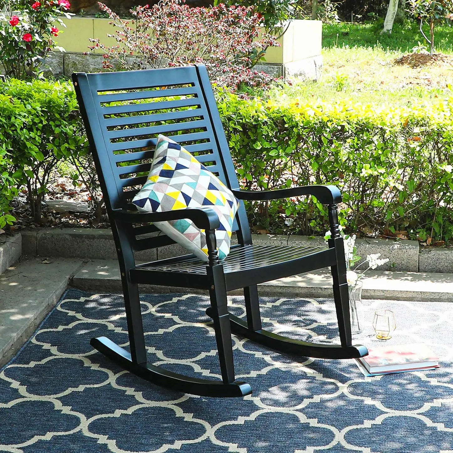 Outdoor Acacia Wood Rocking Chairs For Deck Balcony Patio