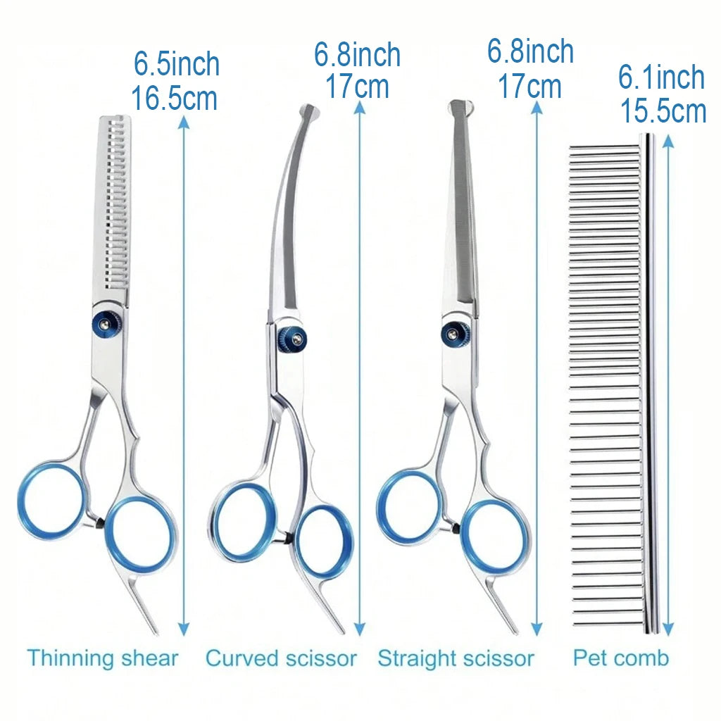 SHUYU Professional Pet Grooming Scissors Stainless Steel With Comb Case