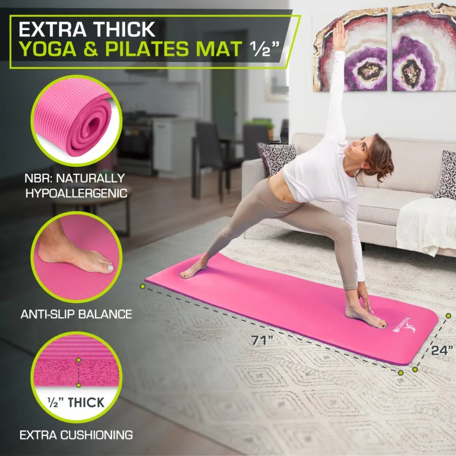 Natural Rubber Extra Thick Yoga And Pilates Mat For Fitness