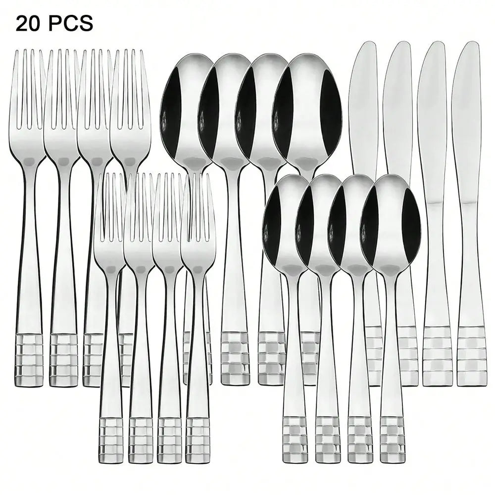 20 Piece Stainless Steel Flatware Set For Four Service Utensils