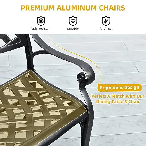 Elegant Cast Aluminum Outdoor Bench With Rose Motif Lattice Back And Armrests