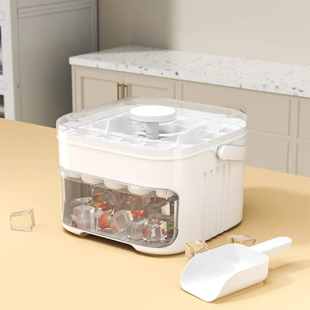 Ice Cube Maker With Easy Press Cap Double Layer Ice Box