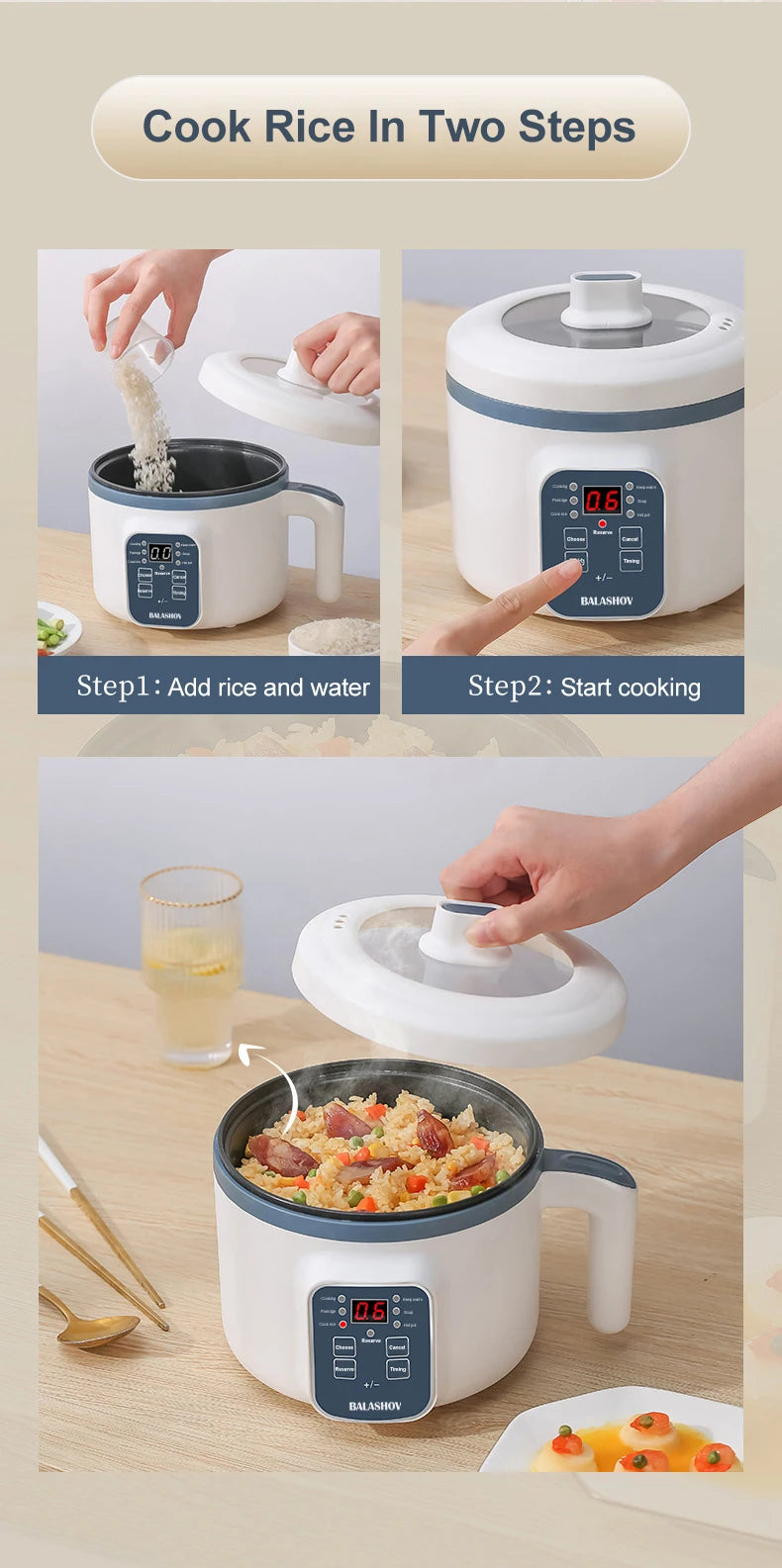BALASHOV Electric Rice Cooker Nonstick Mechanical MultiCooker