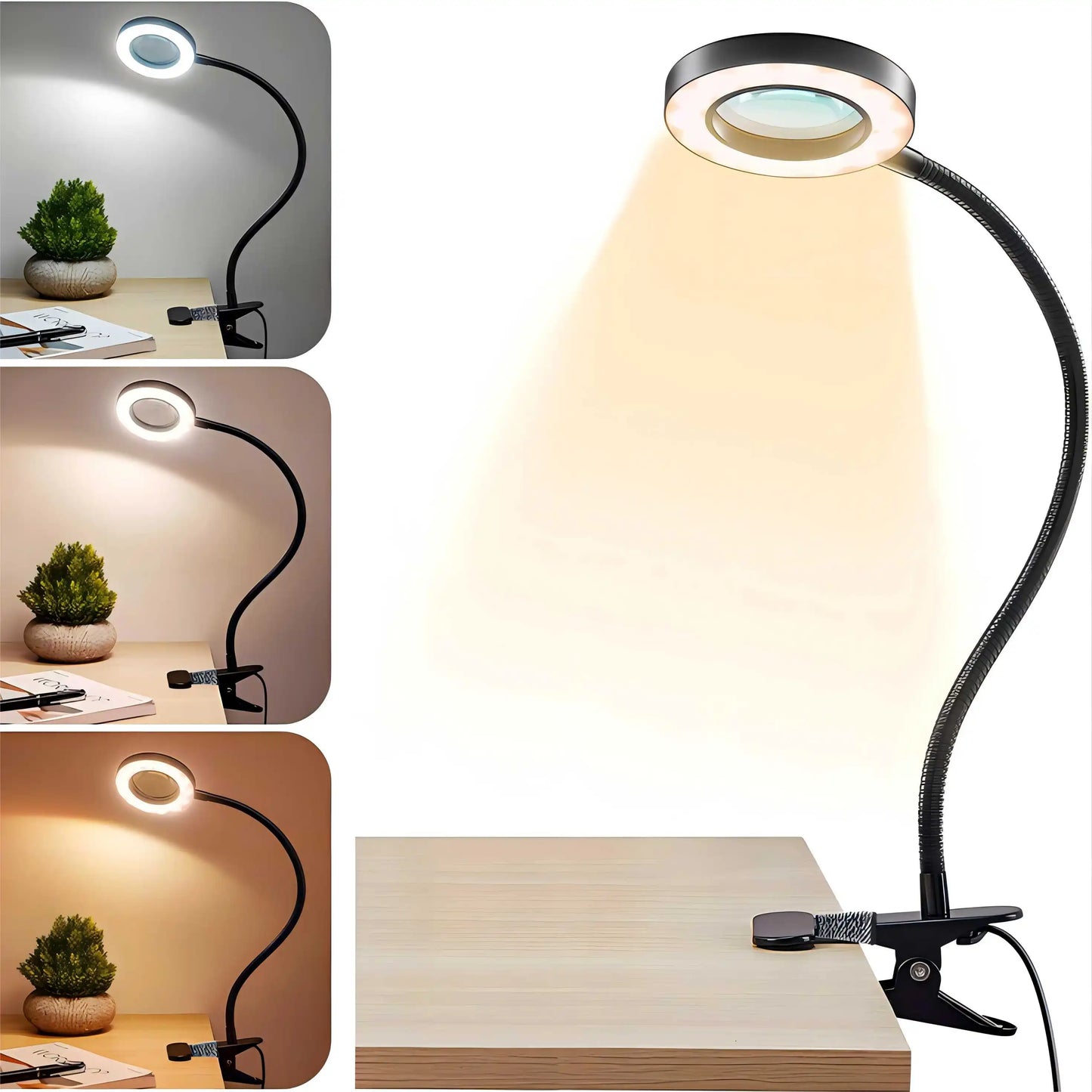 Smeileas 5X Magnifying Lamp with Light Clip On LED Reading
