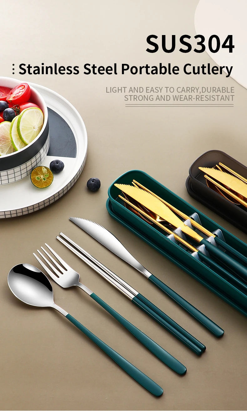 High Quality Stainless Steel Portable Cutlery Set With Travel Box