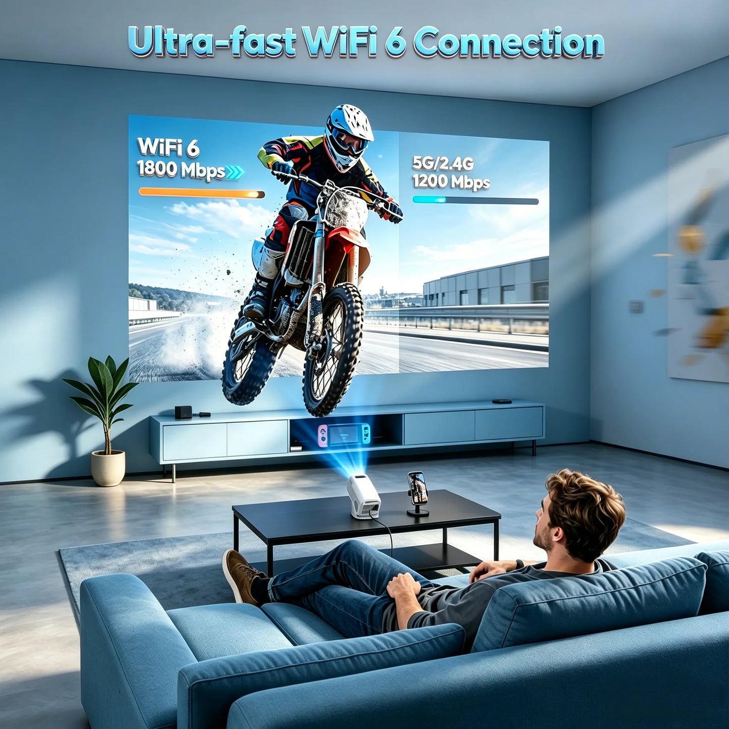 XGODY 4K LED Projector 12000 Lumens Wireless Home Theater Entertainment