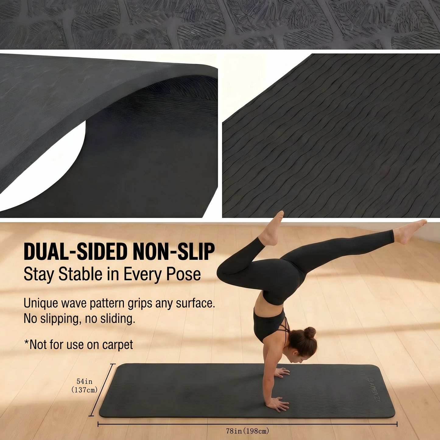 HAPBEAR Extra Large TPE Eco Friendly Non Slip Exercise Mat
