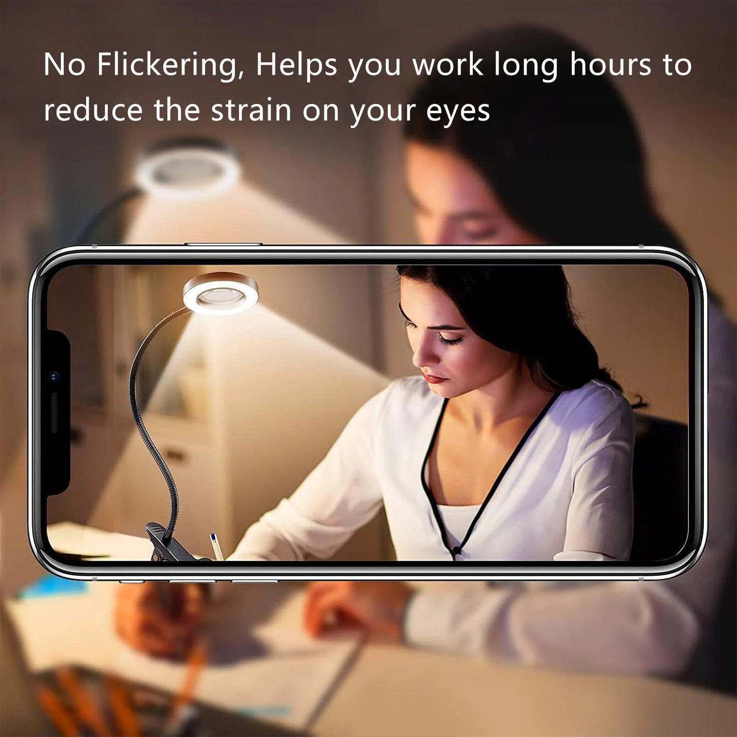 Smeileas 5X Magnifying Lamp with Light Clip On LED Reading