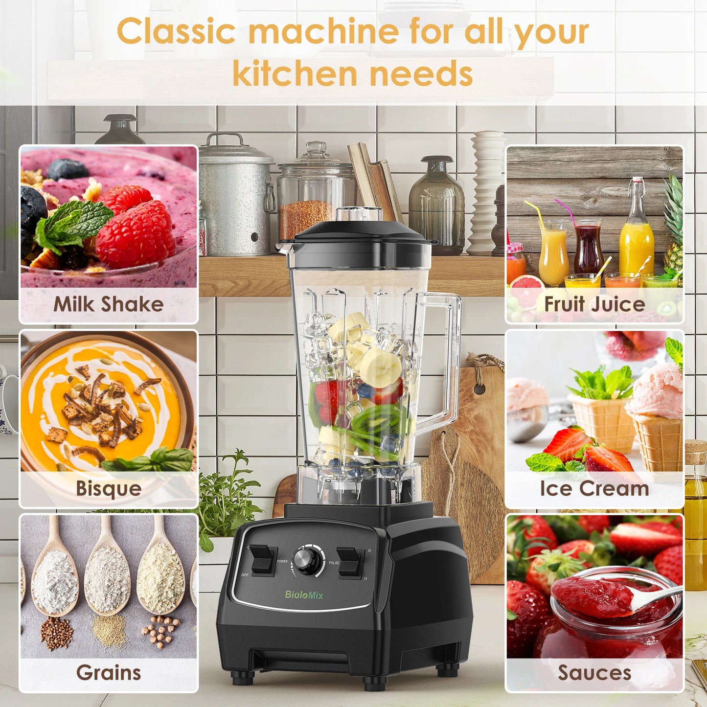 Biolomix 2200W Heavy Duty Commercial Blender Mixer Juicer