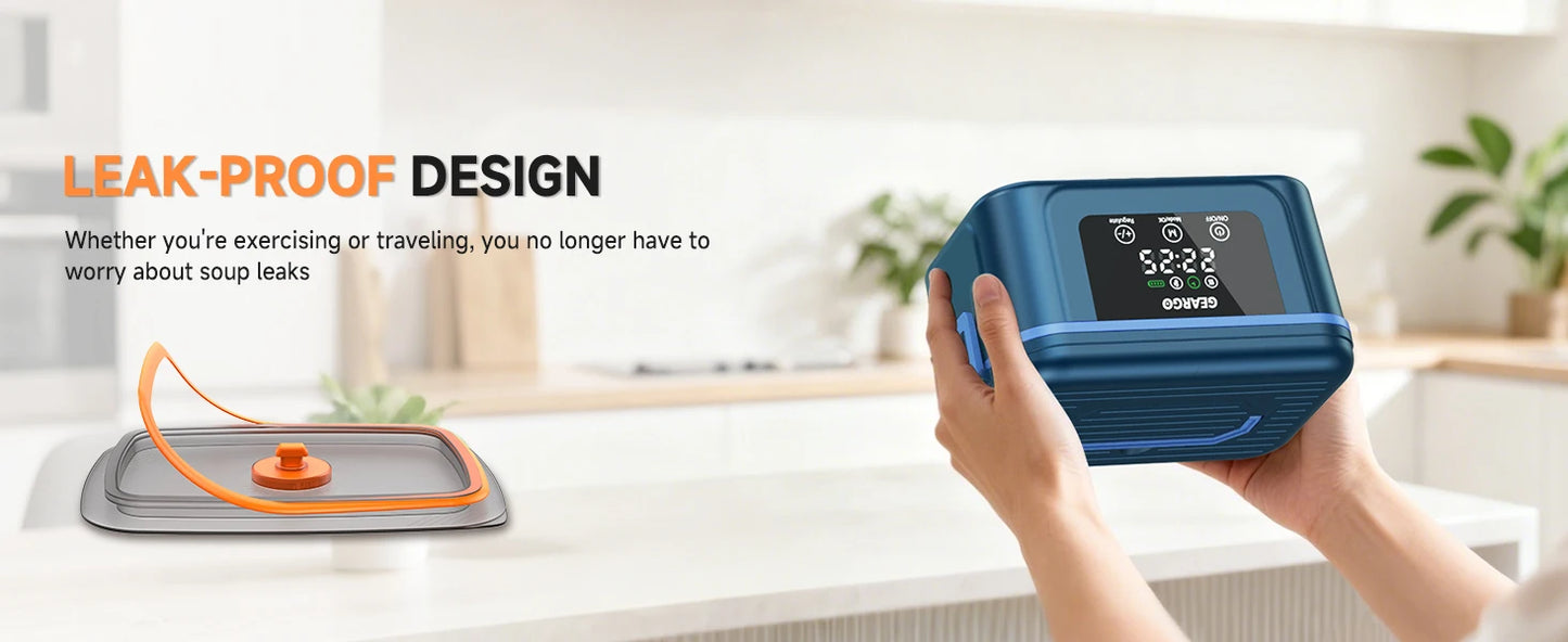 Cordless Electric Lunch Box Self Heating Portable 24 Hour Rechargeable
