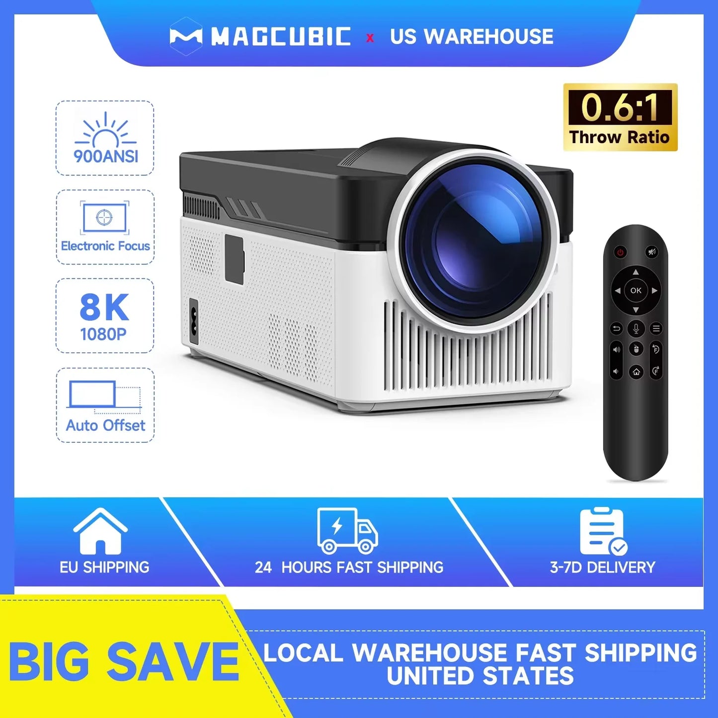 Magcubic HY450 Ultra Short Throw Projector 900ANSI 1080P Home Theater