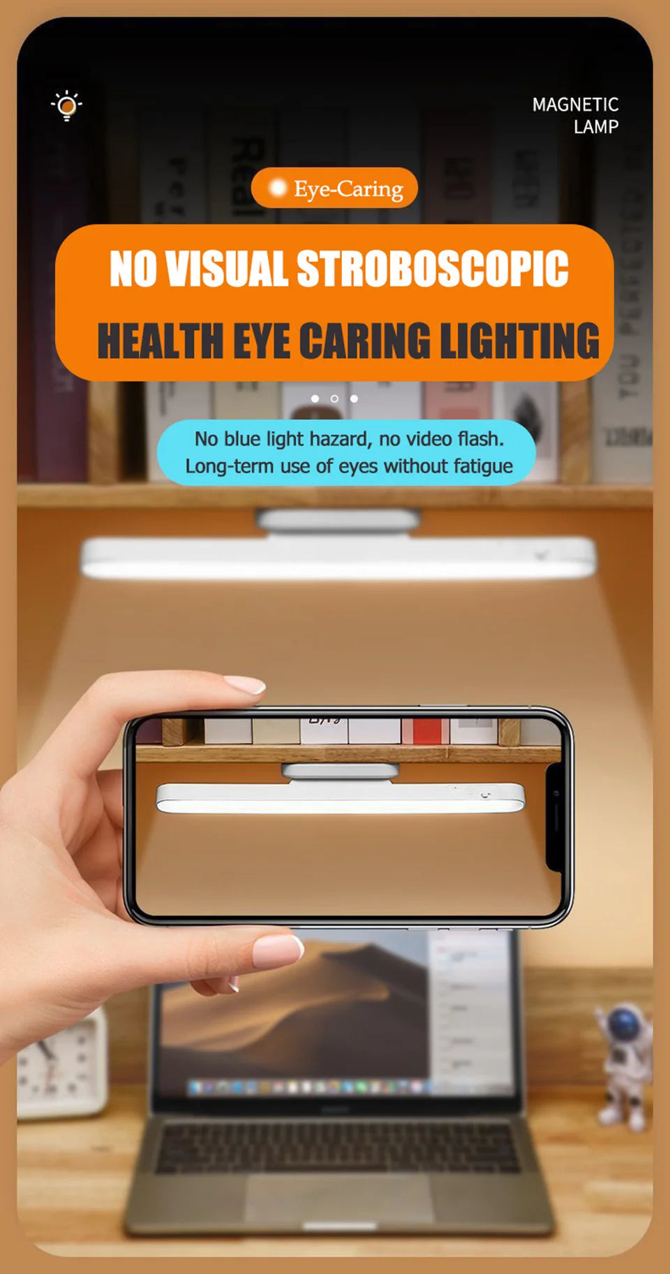 Remote LED Desk Lamp Magnetic Hanging Night Light USB Rechargeable
