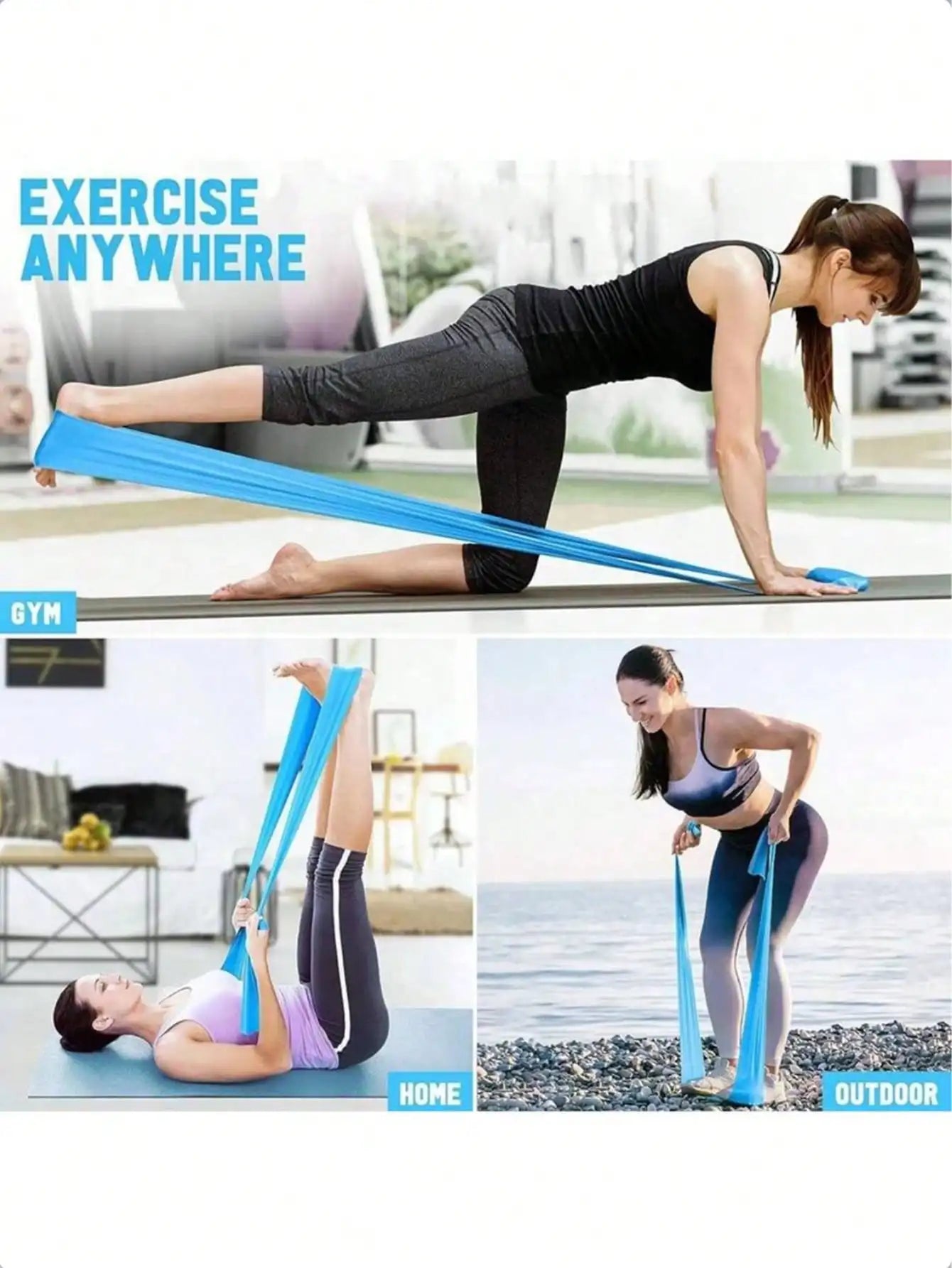 Elastic Resistance Bands For Home Gym Yoga Pilates Training