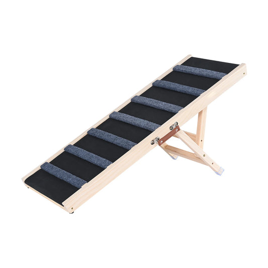 Give your small or aging dog confident access to sofas, beds, and cars with this folding wooden ramp.