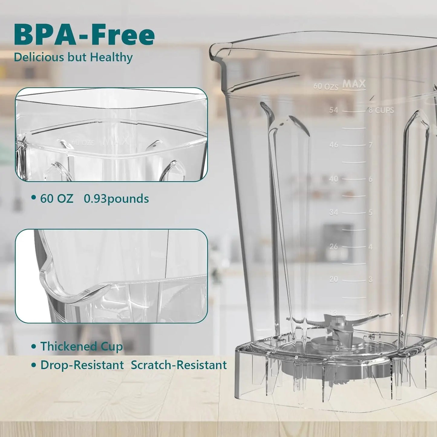 1800W Professional Blender With Stainless Steel Blades