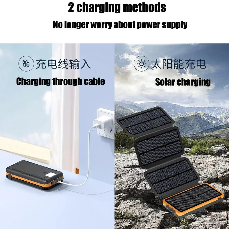 Rscrola 50000mAh Portable Solar Power Bank Fast Charging Battery Pack