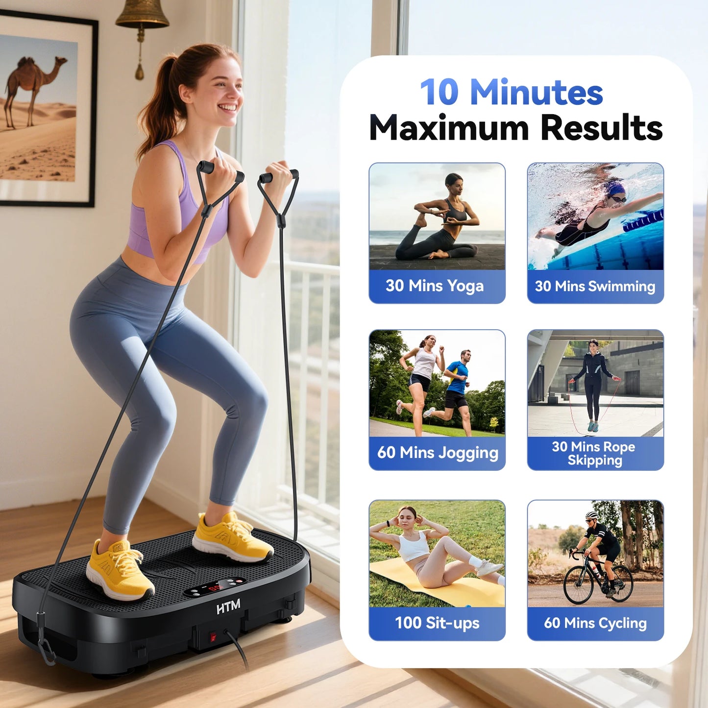 HTM Vibration Plate Trainer 330 Lbs Capacity 120 Levels Exercise