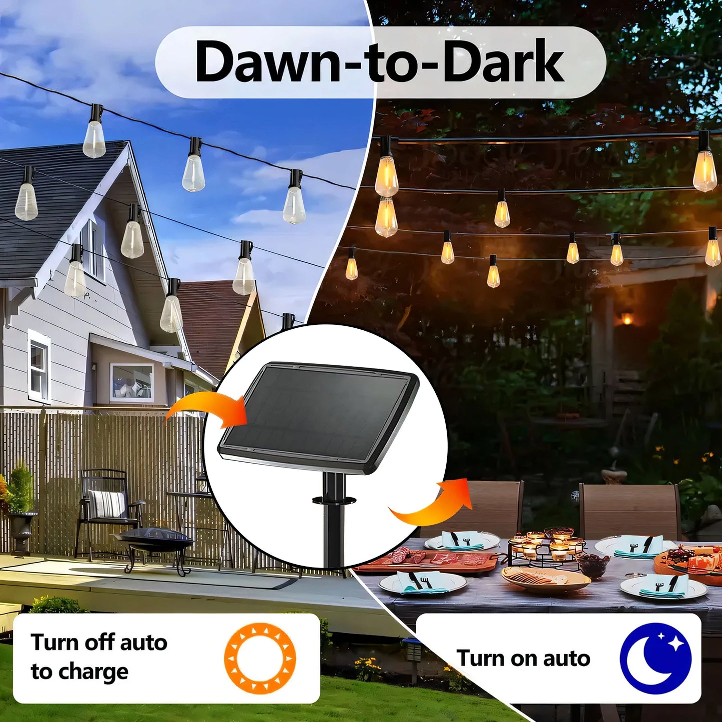 ST38 Solar String Lights 24 LED Outdoor Patio Waterproof