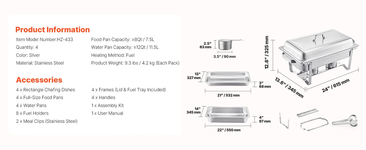 SucceBuy Chafing Dish Buffet Set Stainless Steel Server