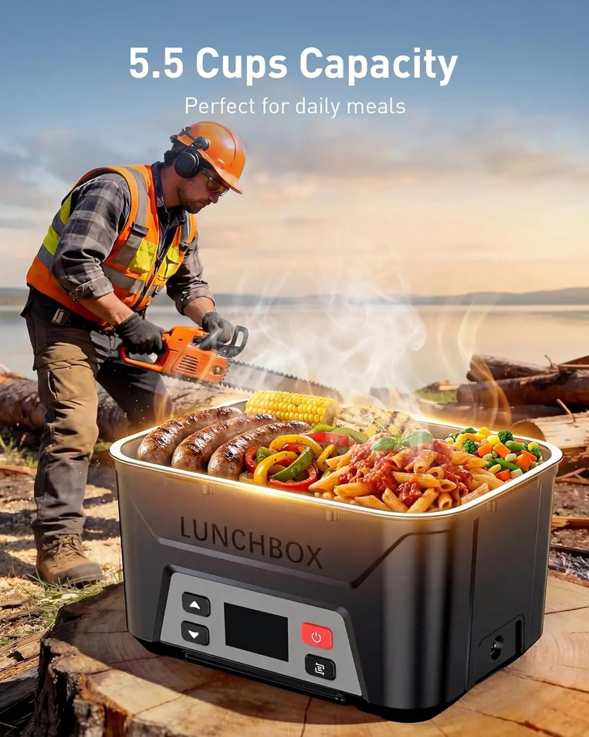 XMSJ Heated Lunch Box 5.5 Cup Electric Food Warmer for Adults
