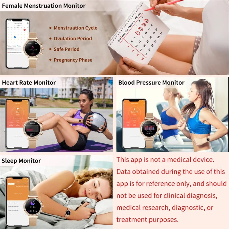 INNOFOVO Ladies Smartwatch With Calls And Messages Compatible iPhone Android