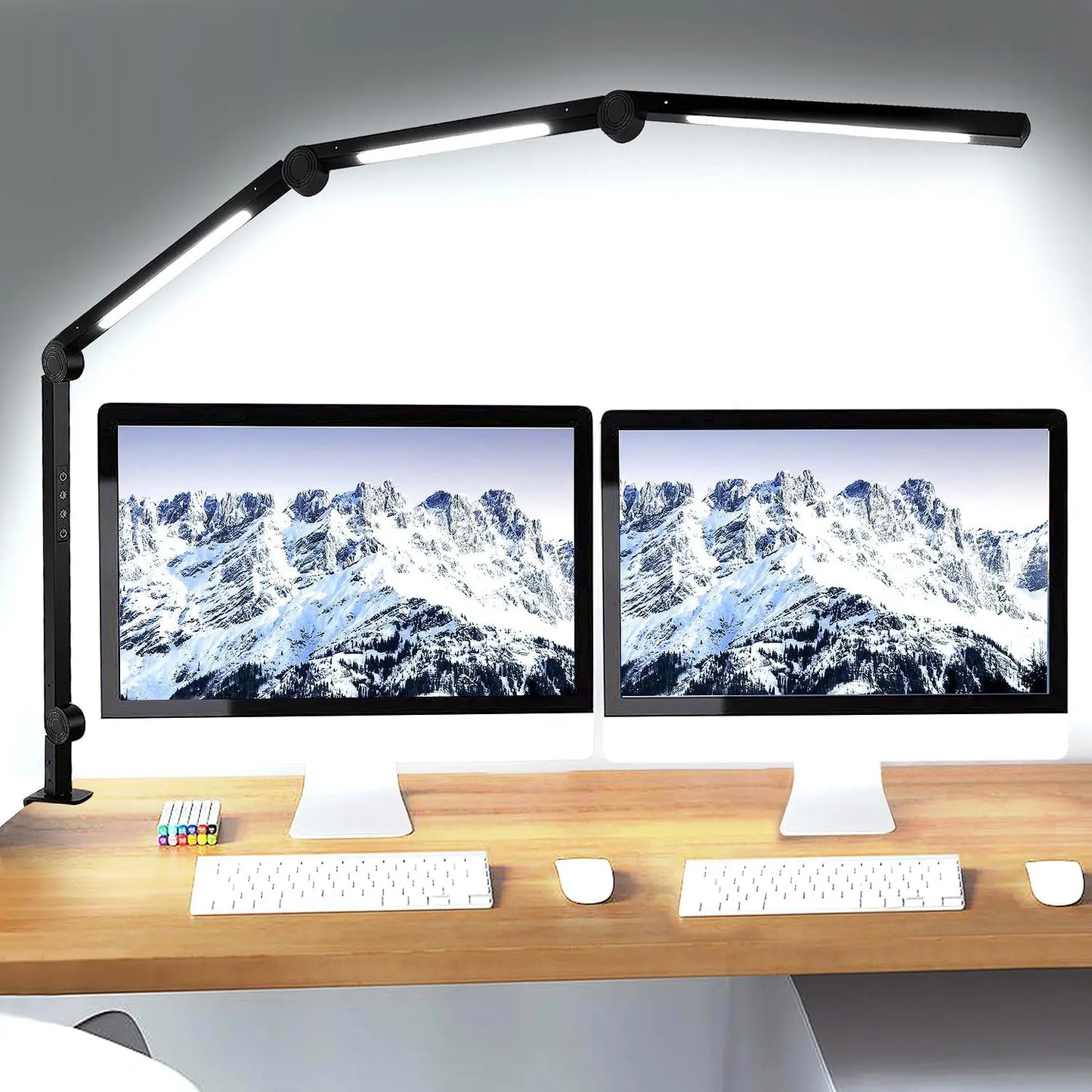 LED Desk Lamp With Clamp And Swing Arm Dimmable Modern