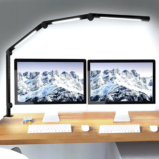 LED Desk Lamp With Clamp And Swing Arm Dimmable Modern