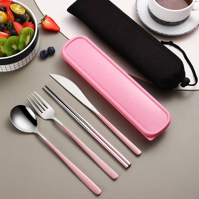 High Quality Stainless Steel Portable Cutlery Set With Travel Box