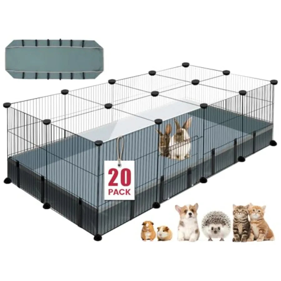 Secure Indoor Pet Playpen With Waterproof Mat For Guinea Pigs