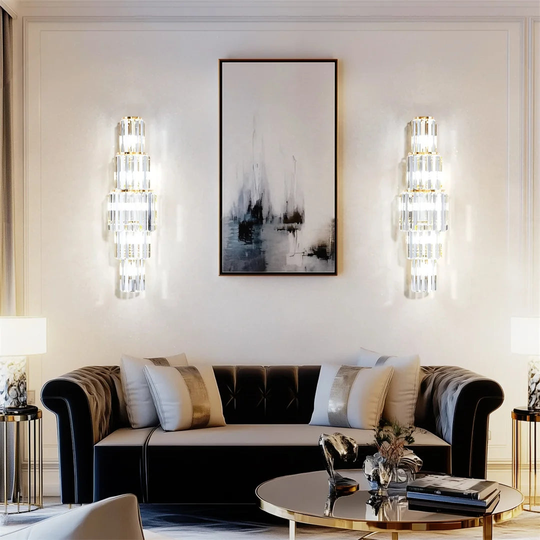 LUVODI Modern Crystal Wall Lamp 3 Layer Sconce Light E14