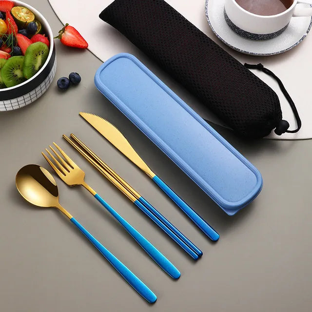 High Quality Stainless Steel Portable Cutlery Set With Travel Box