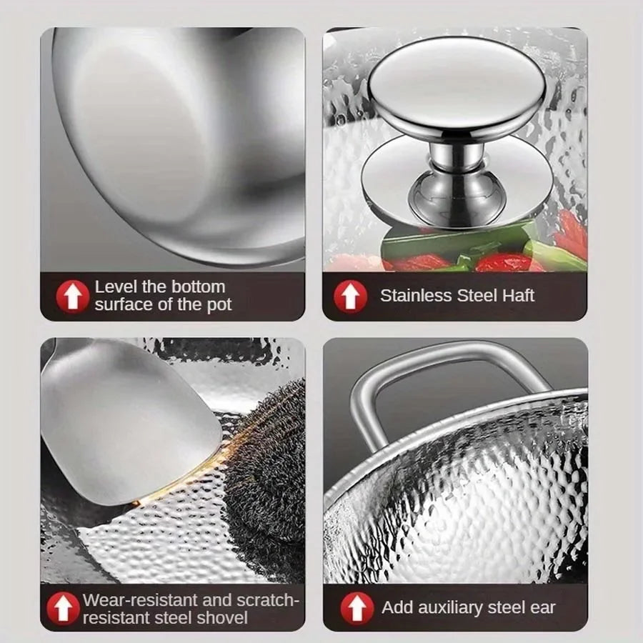 Titanium Round Bottom Wok Uncoated Nonstick Pan Induction Compatible
