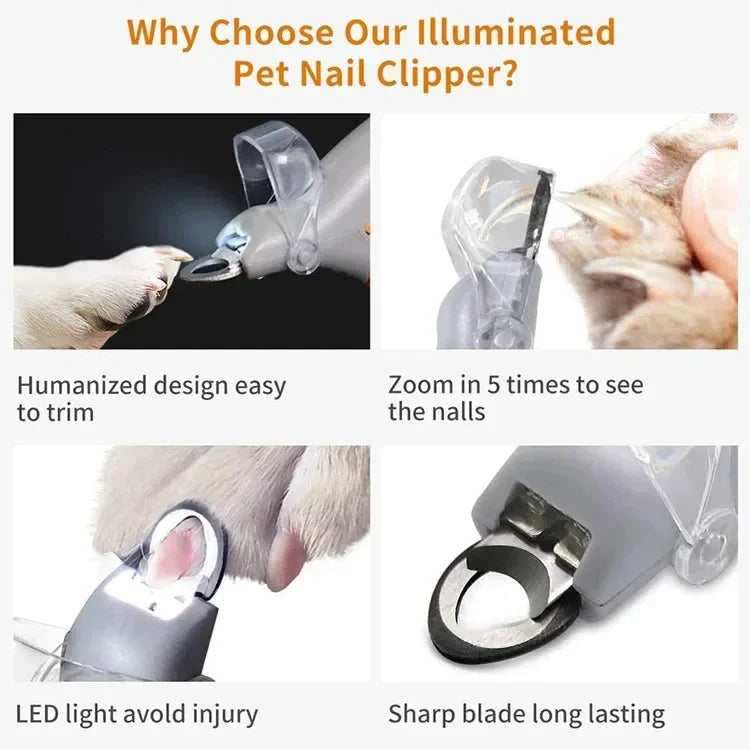 LED Light Pet Nail Clipper With Amplification Function For Dogs And Cats