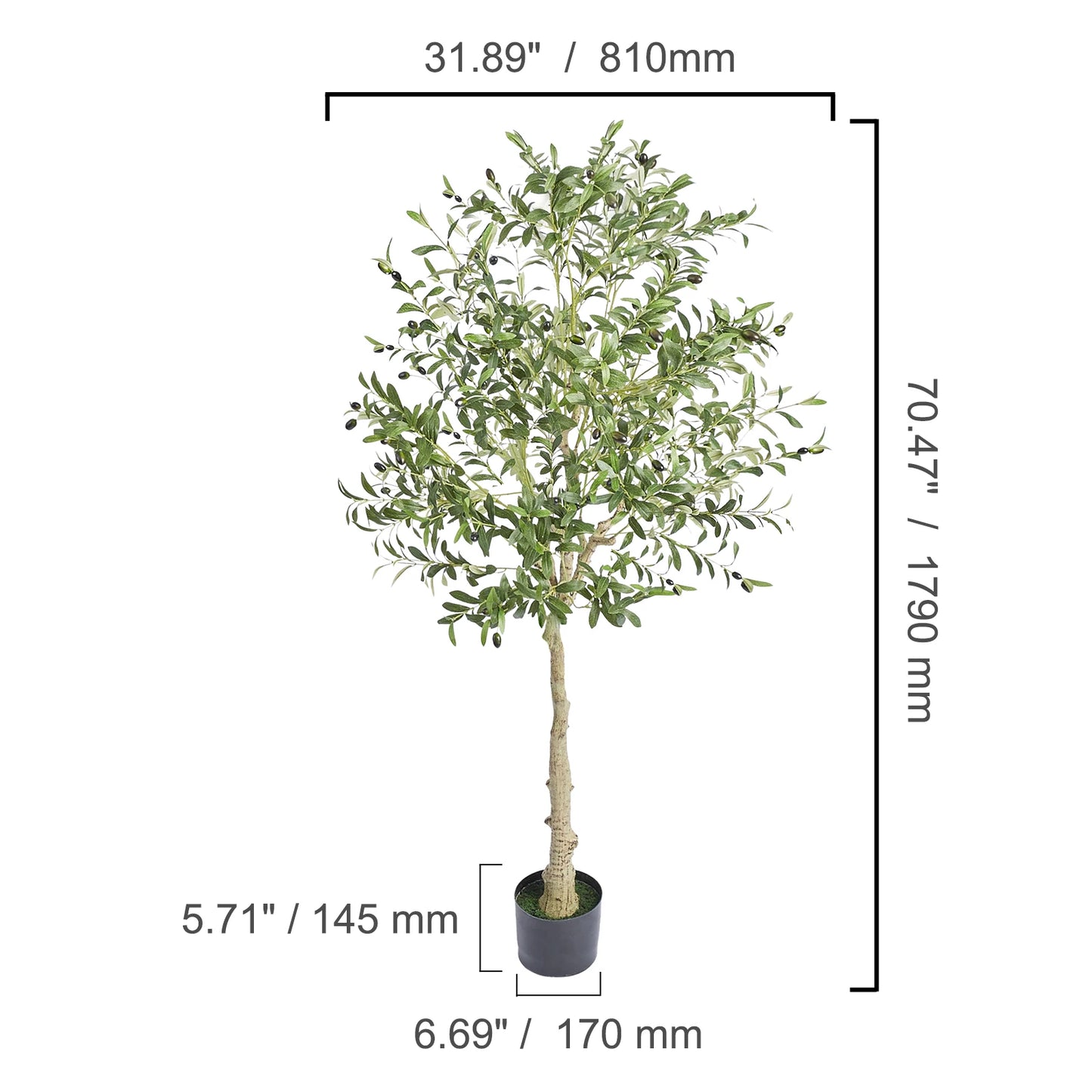 SucceBuy Artificial Olive Tree Faux Plant Low Maintenance With AntiTip