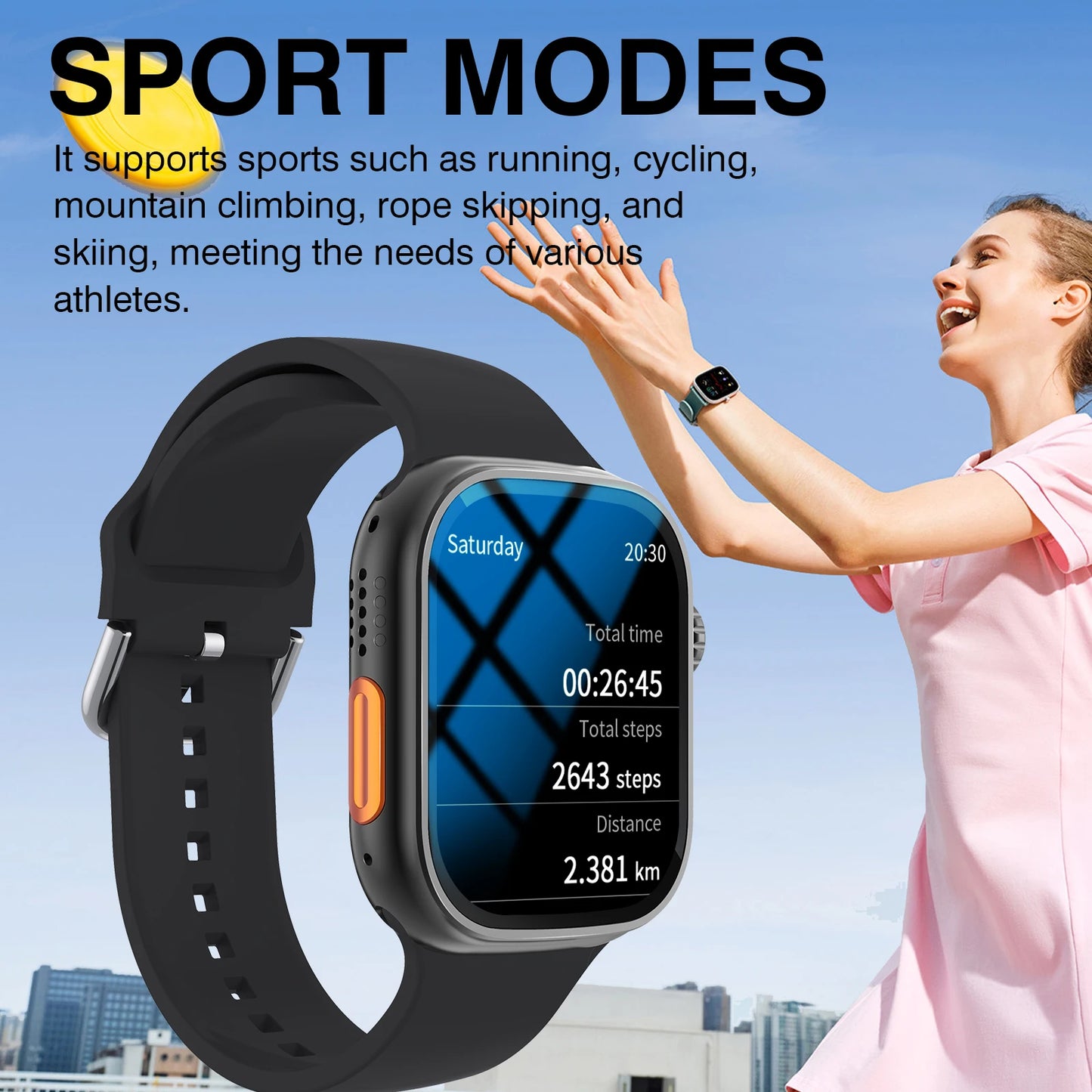 Odelettevcy Smart Watch With Wireless Calling Weather Forecast SMS Alerts