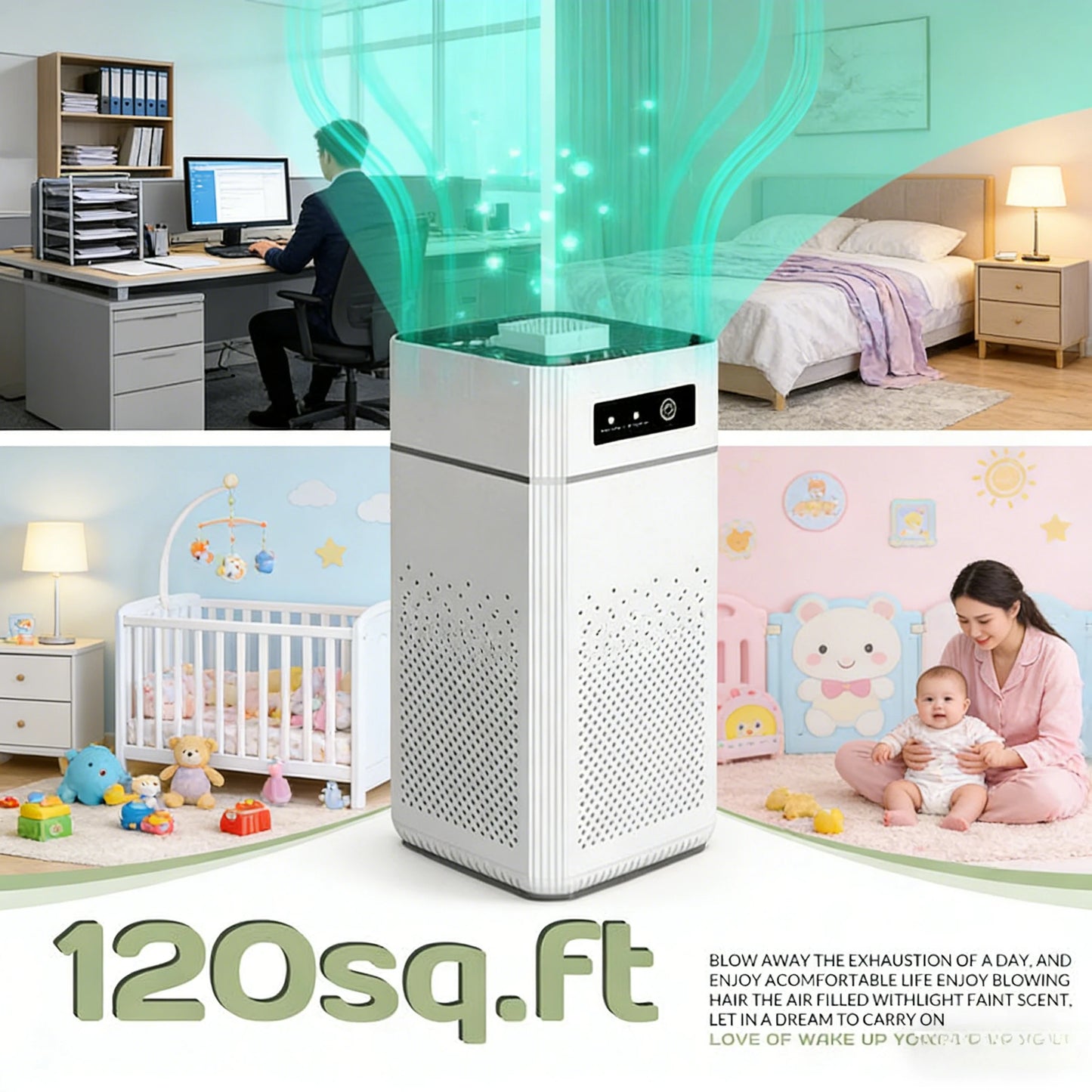 HEPA Air Purifier 360 Degree Intake Low Noise USB Powered