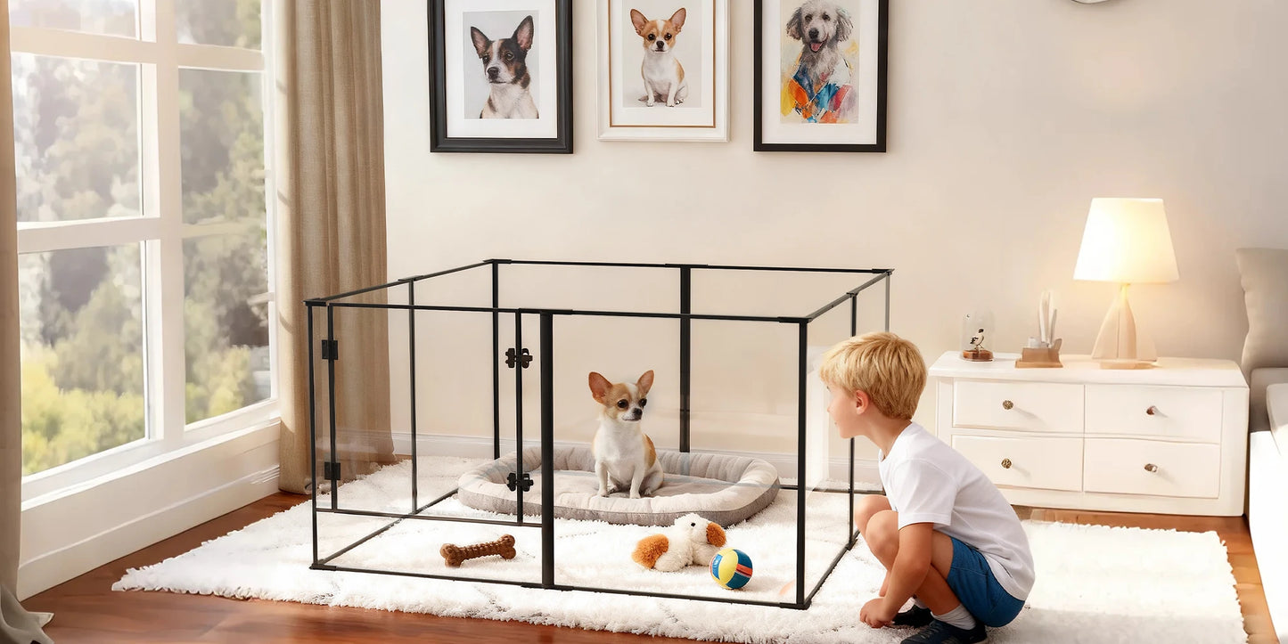 Bingopaw Durable Acrylic Dog Exercise Pen Whelping Fence For Puppies