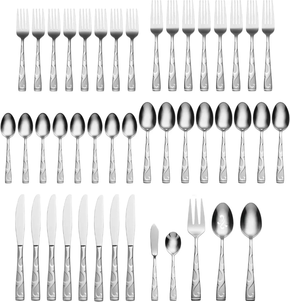 Stainless Steel Flatware Set Everyday Use With Serving Utensils