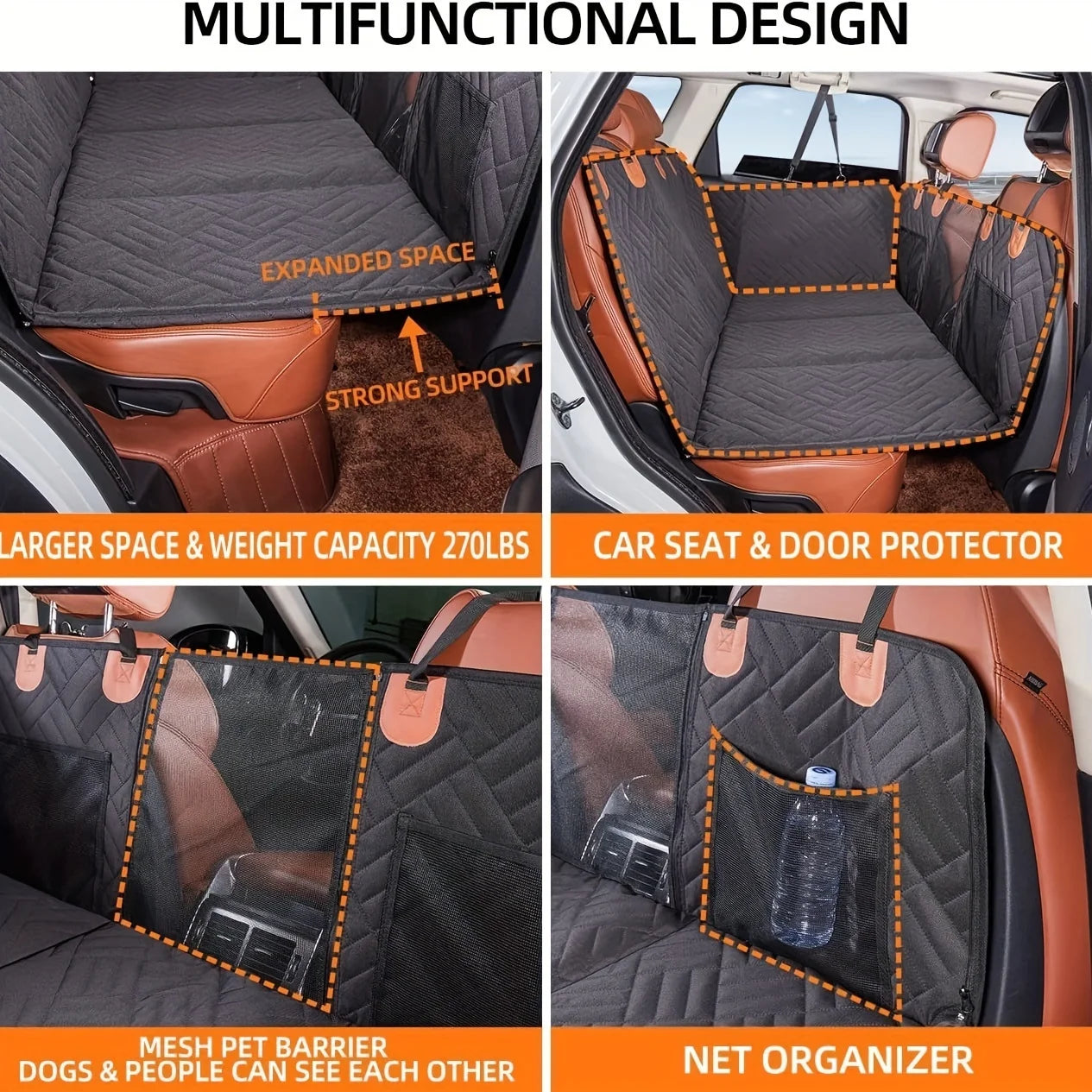 Hammock Style Portable Back Seat Cover Waterproof Anti Slip Dogs
