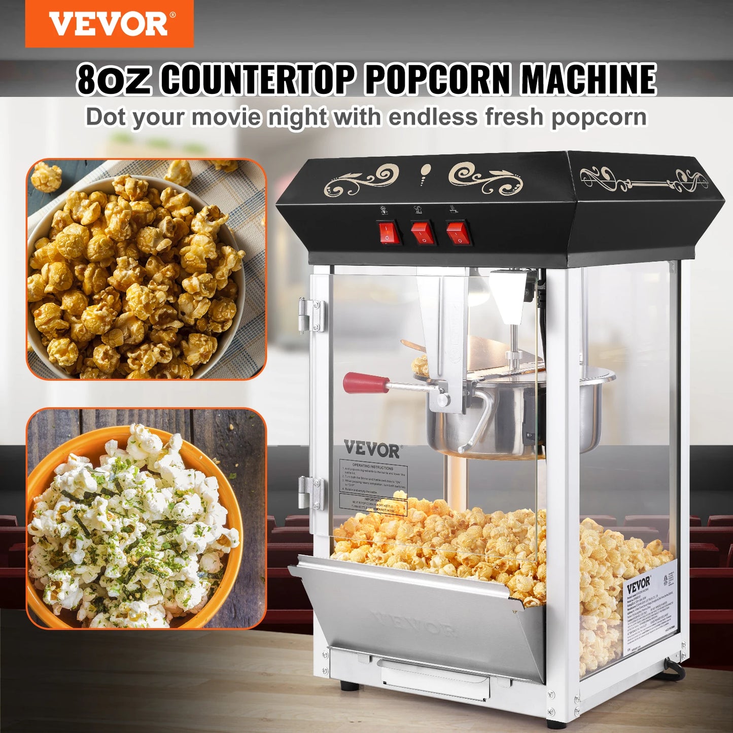 SucceBuy Popcorn Maker Machine Kettle Makes 48 Cups Per Batch