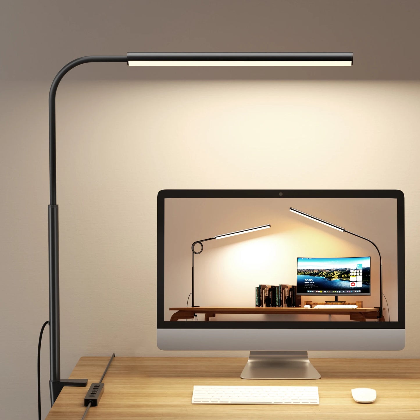 LED Desk Lamp With Clamp Gooseneck 5 Lighting Modes 11 Brightness Levels