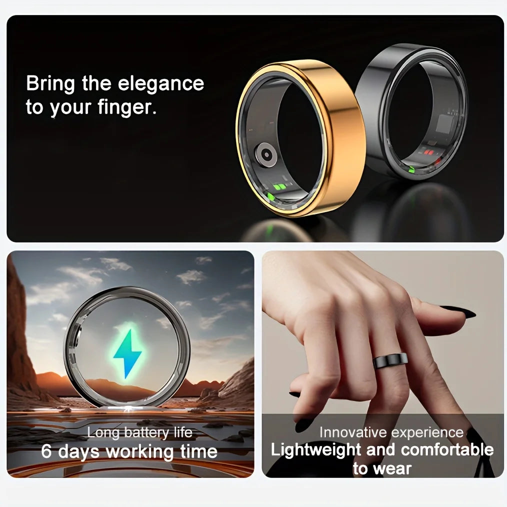 Smart Ring Health Tracker With Wireless Steps Counter Stainless Steel