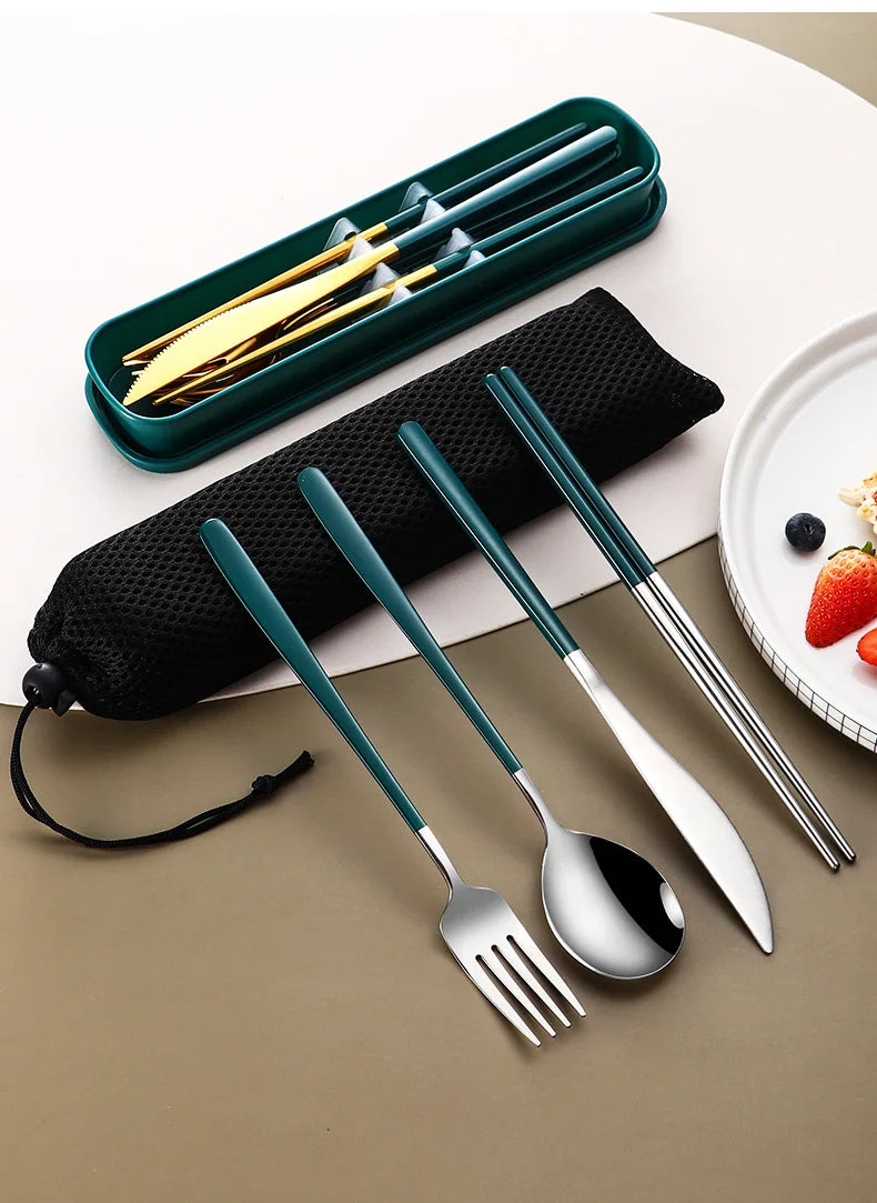 High Quality Stainless Steel Portable Cutlery Set With Travel Box