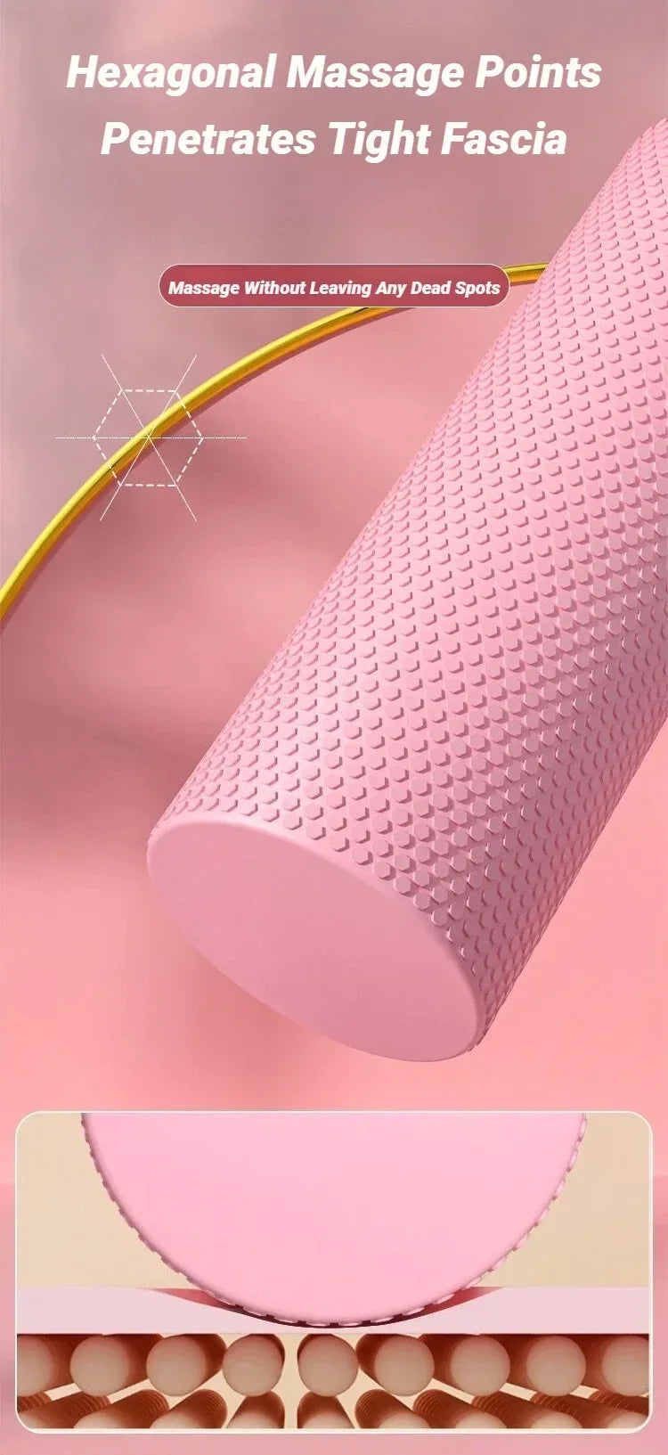 Hexagonal EVA Foam Yoga Roller With 3D Massage Nodes