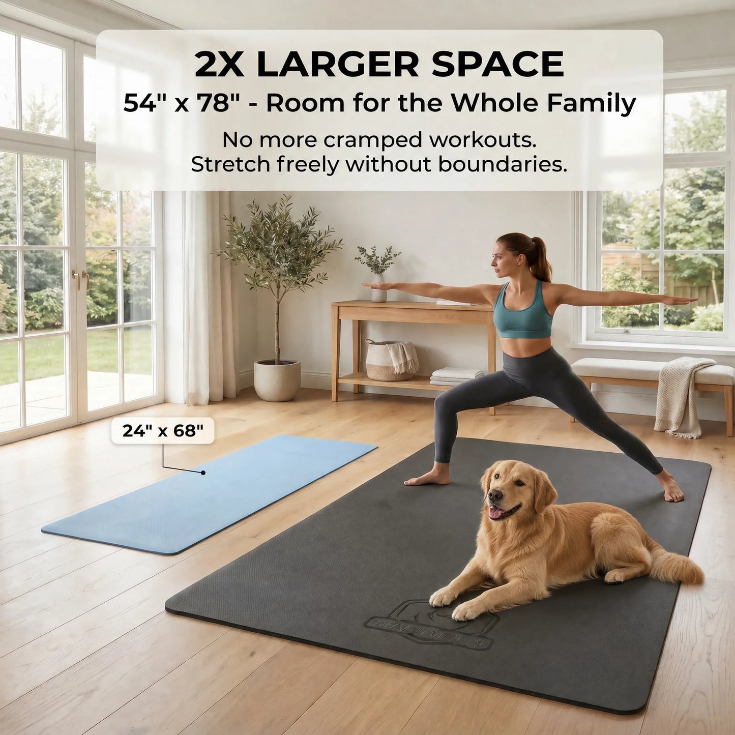 HAPBEAR Extra Large TPE Eco Friendly Non Slip Exercise Mat