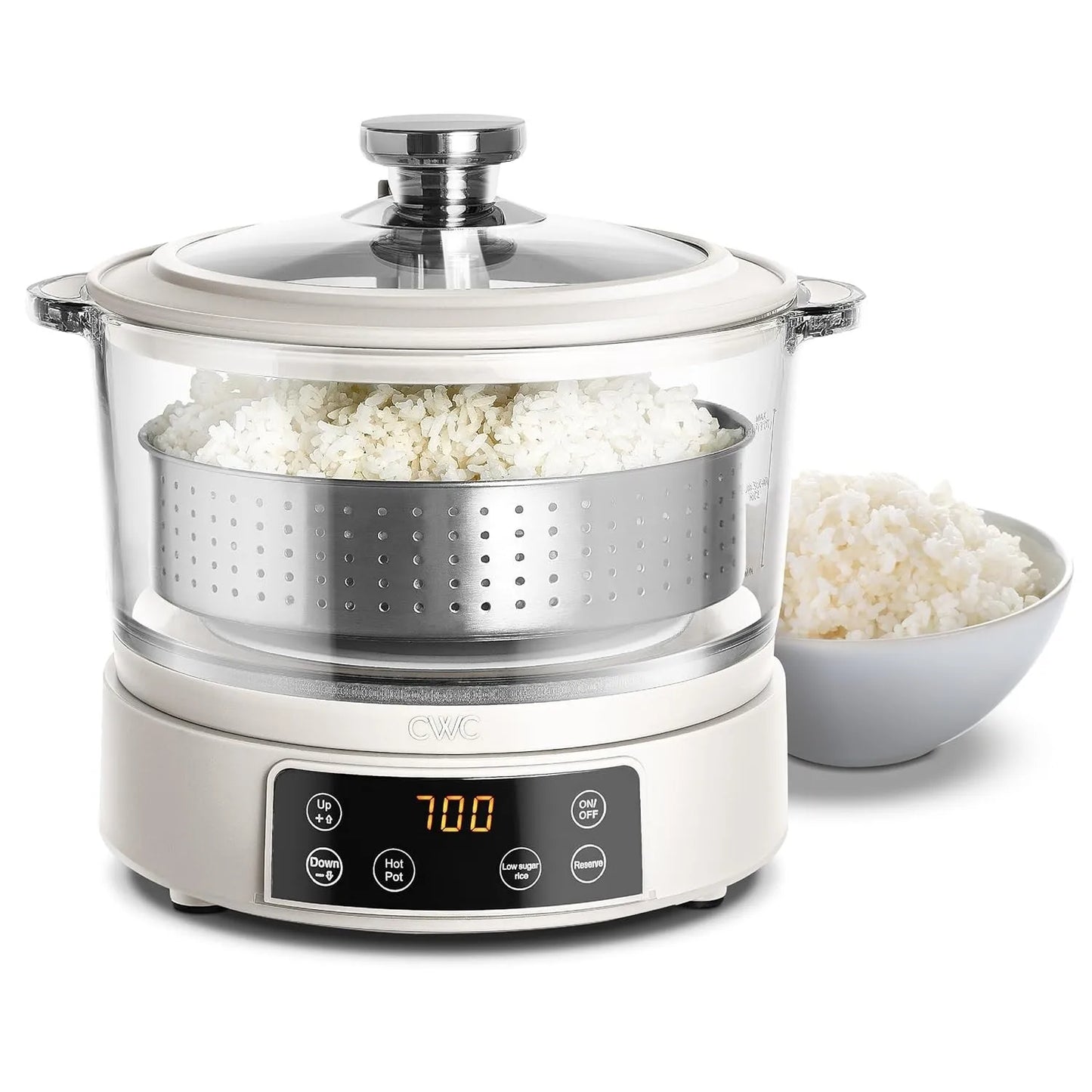 Cook With Color Glass Mini Low Carb Rice Cooker With Durable Glass Lid