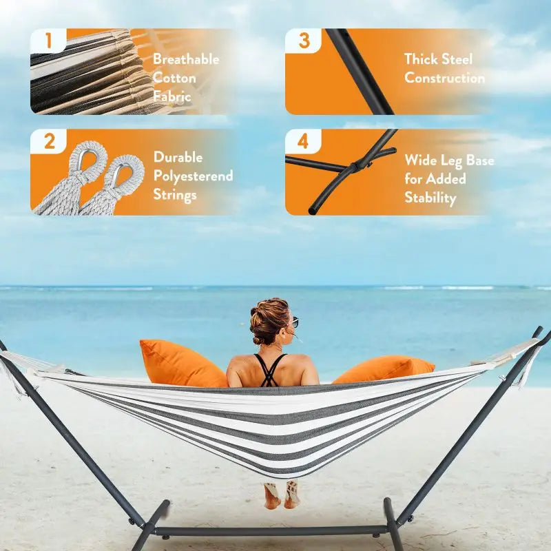 Gyroor Adjustable Outdoor Stand Hammock With Storage Bag For Relaxation