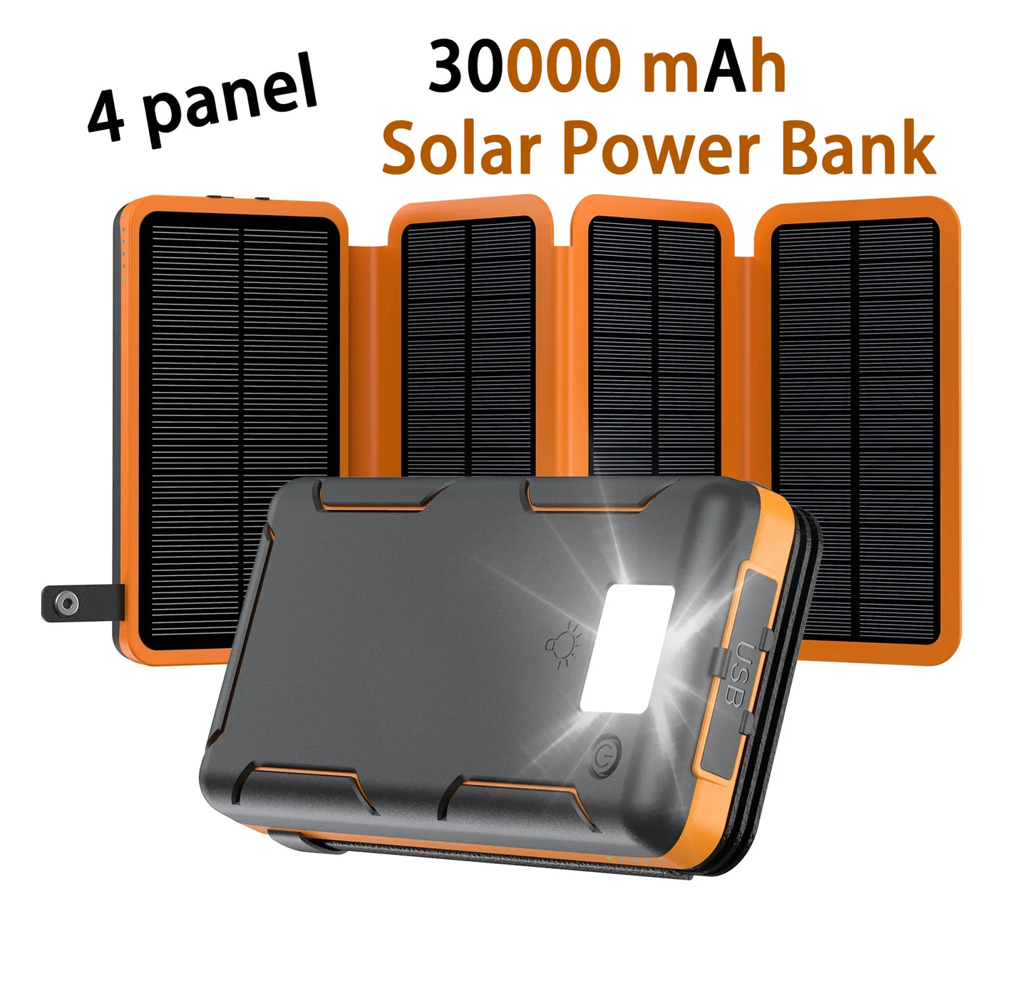 Rscrola 50000mAh Portable Solar Power Bank Fast Charging Battery Pack
