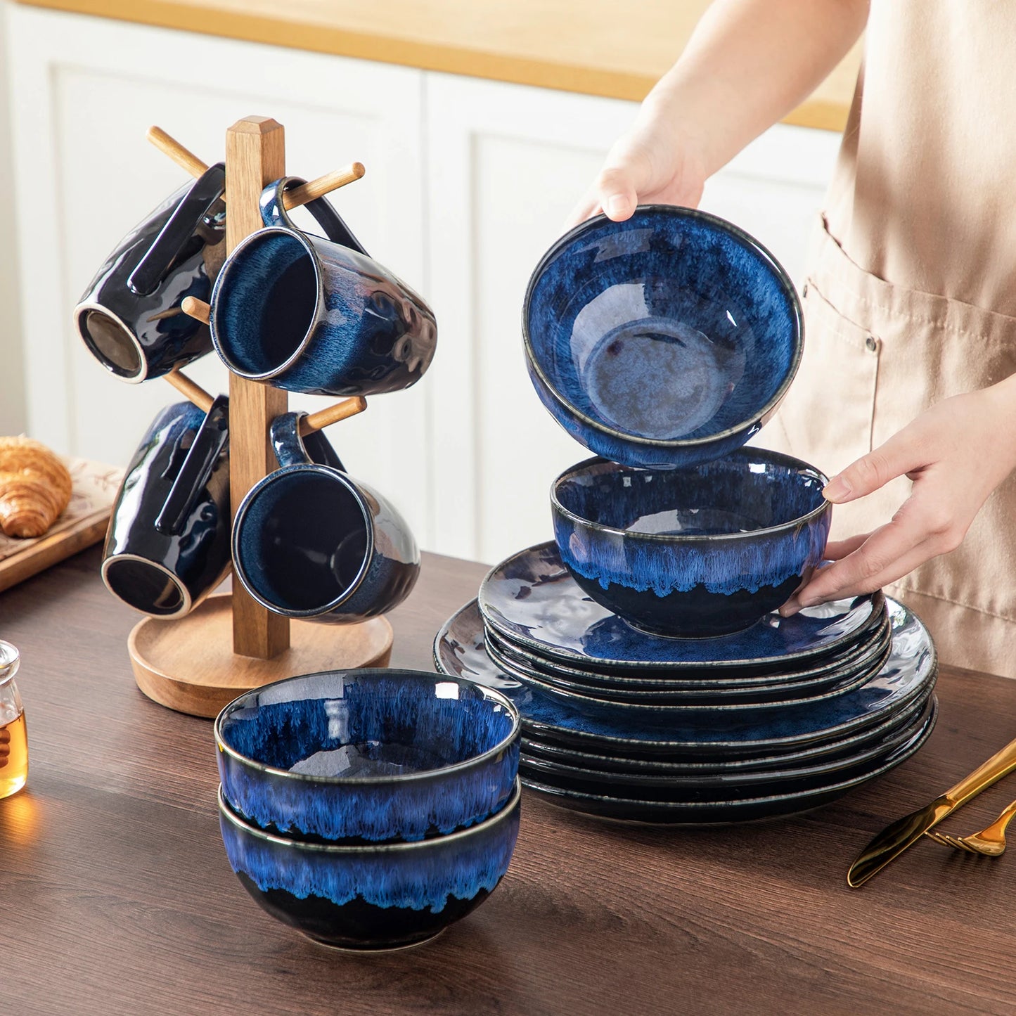 MALACASA Starry Blue Dinner Set 16 32 48 Pieces Collection