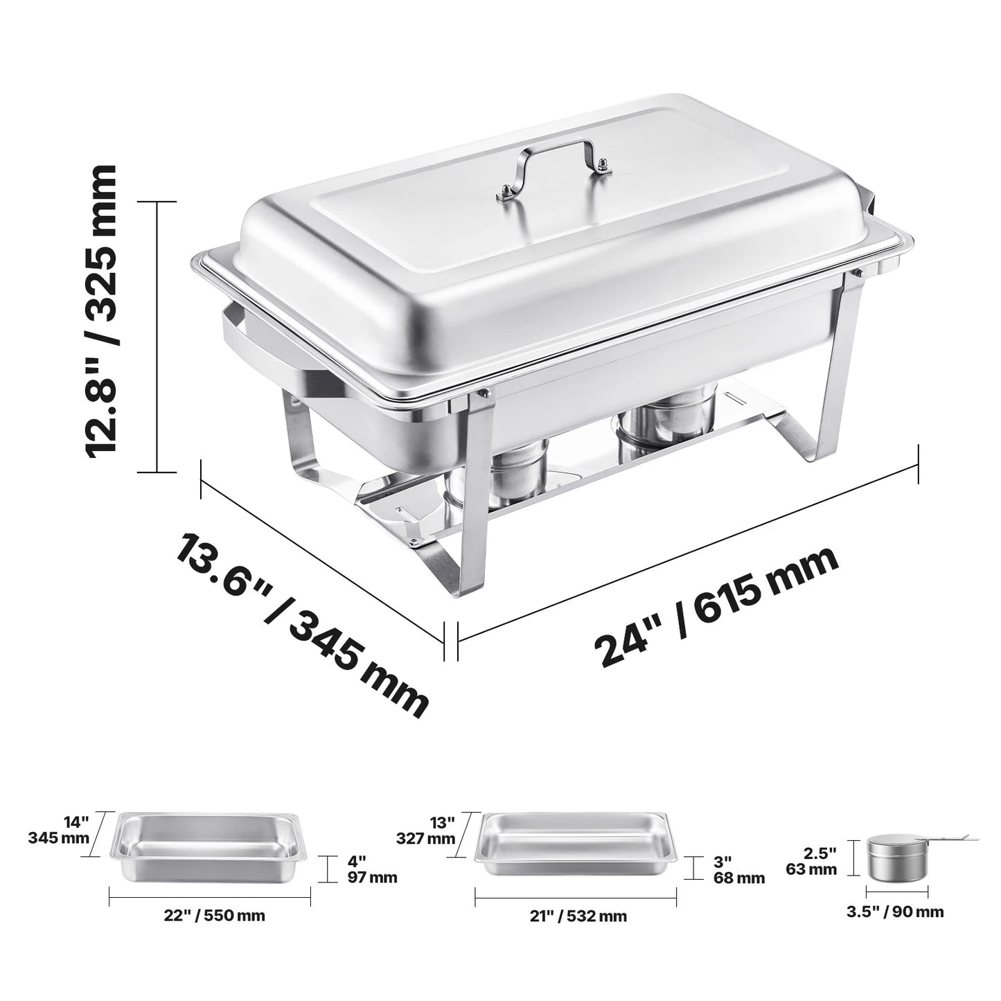 SucceBuy 4 Pack Chafing Dish Buffet Set Stainless Steel Chafer With Pans